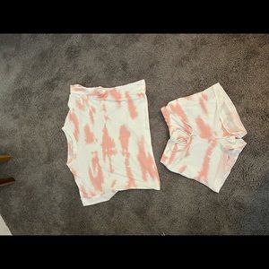 Pink and white tie dye lounge set
